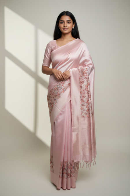 Blush Rose Pearl Fancy Silk Saree