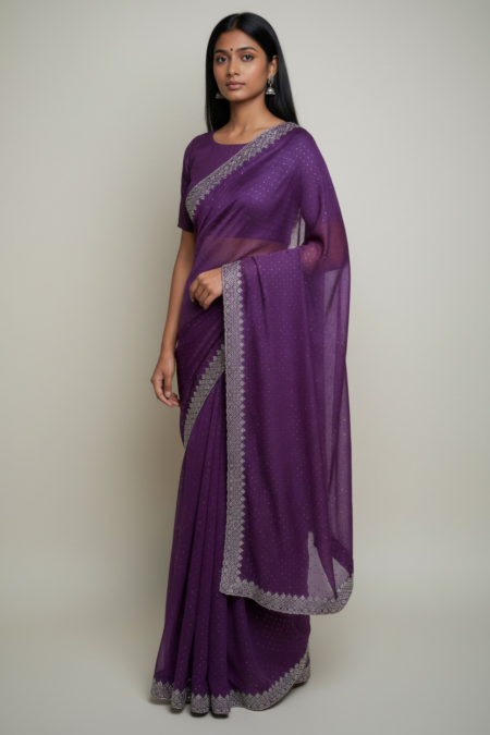 Ivory Forest Fancy Silk Saree