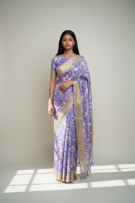 Graphite Pearl Fancy Silk Saree